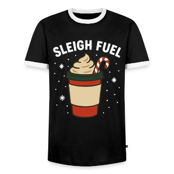 Sleigh Fuel Funny Holiday Cheer Design - Men's Ringer Shirt - black/white - Front - AI Model Female 172 light (172cm) & AI Model Male 178 light (178cm)