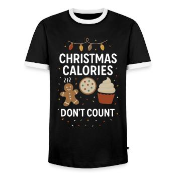 Les calories de Noël ne comptent pas Fête amusante - T-shirt contrasté Homme - noir/blanc - Devant - AI Model Female 172 light (172cm) & AI Model Male 178 light (178cm)