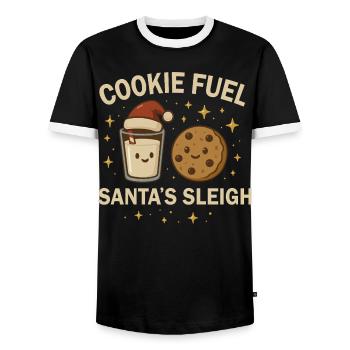 Weihnachten Baking Crew - Weihnachtskeks & Milch  - Männer Kontrast-T-Shirt - Schwarz/Weiß - Vorne - AI Model Female 172 light (172cm) & AI Model Male 178 light (178cm)