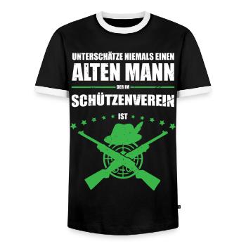 Geschenk für Alter Mann im Schützenverein | Retro - Männer Kontrast-T-Shirt - Schwarz/Weiß - Vorne - AI Model Female 172 light (172cm) & AI Model Male 178 light (178cm)