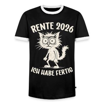 Pension 2026 I've finished Pension Retirement - Men's Ringer Shirt - black/white - Front - AI Model Female 172 light (172cm) & AI Model Male 178 light (178cm)