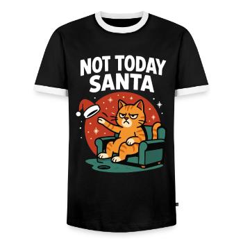 Drôle de chat pas aujourd’hui Père Noël Humour - T-shirt contrasté Homme - noir/blanc - Devant - AI Model Female 172 light (172cm) & AI Model Male 178 light (178cm)