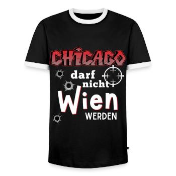 Chicago Darf Nicht Wien Werden Grafik - Männer Kontrast-T-Shirt - Schwarz/Weiß - Vorne - AI Model Female 172 light (172cm) & AI Model Male 178 light (178cm)