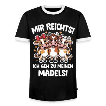 Fermier j’en ai assez, je vais voir mes filles - T-shirt contrasté Homme - noir/blanc - Devant - AI Model Female 172 light (172cm) & AI Model Male 178 light (178cm)
