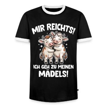 Landwirt Mir reichts ich geh zu meinen Mädels - Männer Kontrast-T-Shirt - Schwarz/Weiß - Vorne - AI Model Female 172 light (172cm) & AI Model Male 178 light (178cm)