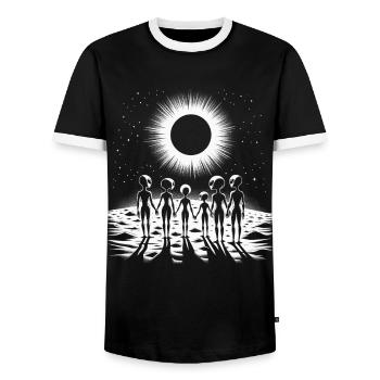 Silhouette Cosmique Cercle Familial - T-shirt contrasté Homme - noir/blanc - Devant - AI Model Female 172 light (172cm) & AI Model Male 178 light (178cm)
