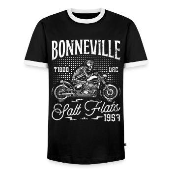 Bonneville Salt Flats Moto Anniversaire 1957 - T-shirt contrasté Homme - noir/blanc - Devant - AI Model Female 172 light (172cm) & AI Model Male 178 light (178cm)