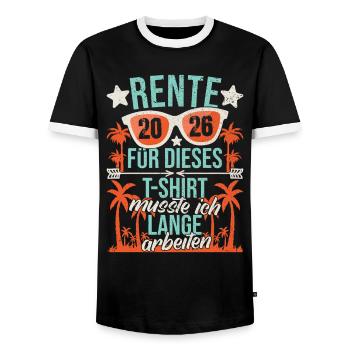 Rente 2026 Rentner Ruhestand Pension Abschied - Männer Kontrast-T-Shirt - Schwarz/Weiß - Vorne - AI Model Female 172 light (172cm) & AI Model Male 178 light (178cm)