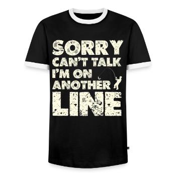Autre ligne – Chemise Line-Pun - T-shirt contrasté Homme - noir/blanc - Devant - AI Model Female 172 light (172cm) & AI Model Male 178 light (178cm)