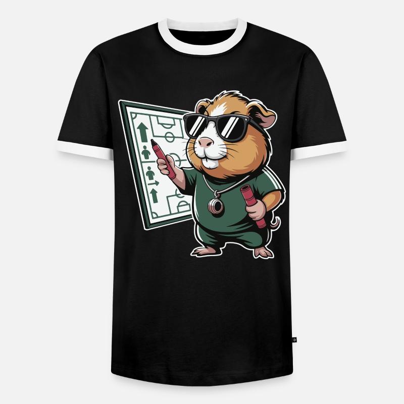 Hamster Coach mit Spielplan - Männer Kontrast-T-Shirt - Schwarz/Weiß