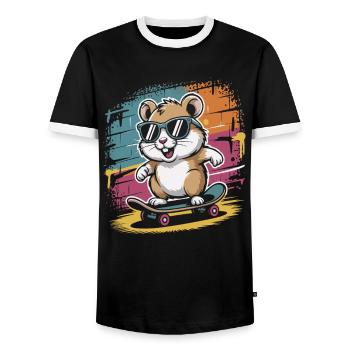 Bunter Skate-Hamster mit Sonnenbrille - Männer Kontrast-T-Shirt - Schwarz/Weiß - Vorne - AI Model Female 172 light (172cm) & AI Model Male 178 light (178cm)