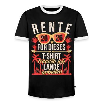 Rente 2026 Rentner Ruhestand Pension Abschied - Männer Kontrast-T-Shirt - Schwarz/Weiß - Vorne - AI Model Female 172 light (172cm) & AI Model Male 178 light (178cm)