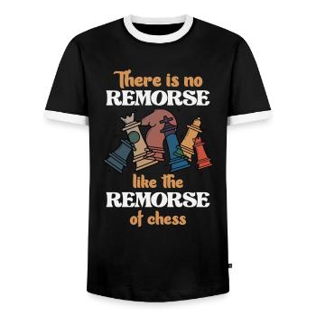 Chess Repentance: No Regrets Like in the Game - Men's Ringer Shirt - black/white - Front - AI Model Female 172 light (172cm) & AI Model Male 178 light (178cm)