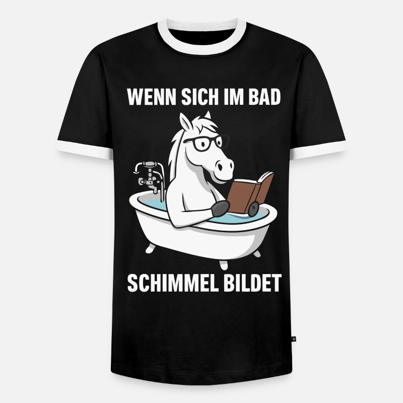 Badlesendes Pferd mit Schimmelwitz - Männer Kontrast-T-Shirt - Schwarz/Weiß