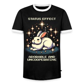 Adorable et peu coopératif | Humeur du lapin - T-shirt contrasté Homme - noir/blanc - Devant - AI Model Female 172 light (172cm) & AI Model Male 178 light (178cm)