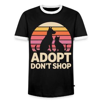 Adopt Don't Shop: Tierliebe Statement - Männer Kontrast-T-Shirt - Schwarz/Weiß - Vorne - AI Model Female 172 light (172cm) & AI Model Male 178 light (178cm)