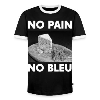 No Pain No Bleu Humour Fromage Bleu d'Auvergne - T-shirt contrasté Homme - noir/blanc - Devant - AI Model Female 172 light (172cm) & AI Model Male 178 light (178cm)