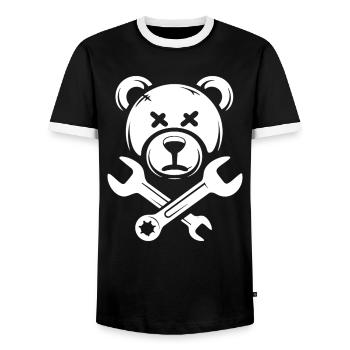 Crâne d’ours avec clés croisées - T-shirt contrasté Homme - noir/blanc - Devant - AI Model Female 172 light (172cm) & AI Model Male 178 light (178cm)