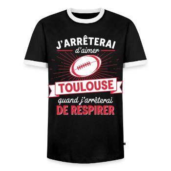 Supporter Rugby Humour Toulouse - T-shirt contrasté Homme - noir/blanc - Devant - AI Model Female 172 light (172cm) & AI Model Male 178 light (178cm)