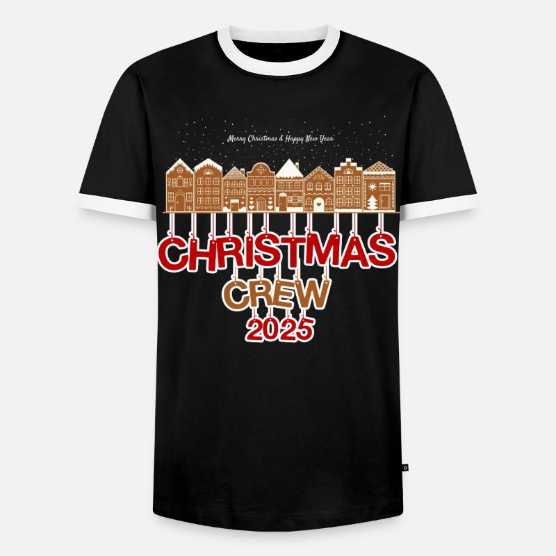 Weihnachtsmannschaft 2025 Lebkuchenhäuser - Männer Kontrast-T-Shirt - Schwarz/Weiß