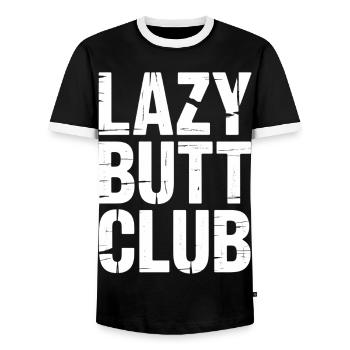 Entraînement de fitness à la salle de sport de Lazybuttclub - T-shirt contrasté Homme - noir/blanc - Devant - AI Model Female 172 light (172cm) & AI Model Male 178 light (178cm)