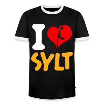 Vacances en mer du Nord J’ADORE SYLT Drôle - T-shirt contrasté Homme - noir/blanc - Devant - AI Model Female 172 light (172cm) & AI Model Male 178 light (178cm)