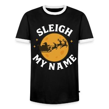 Sleigh My Name Funny Noël Famille Vacances - T-shirt contrasté Homme - noir/blanc - Devant - AI Model Female 172 light (172cm) & AI Model Male 178 light (178cm)
