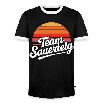Team Sauerteig Sonnenuntergang - Männer Kontrast-T-Shirt - Schwarz/Weiß - Vorne - AI Model Female 172 light (172cm) & AI Model Male 178 light (178cm)