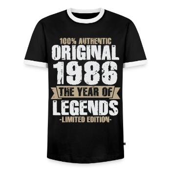 Original 1986 Vintage Vintage Anniversaire Rétro - T-shirt contrasté Homme - noir/blanc - Devant - AI Model Female 172 light (172cm) & AI Model Male 178 light (178cm)