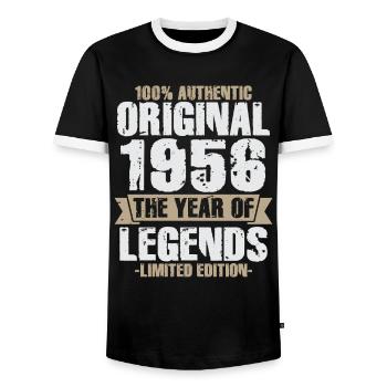 Original 1956 Vintage Vintage Anniversaire Rétro - T-shirt contrasté Homme - noir/blanc - Devant - AI Model Female 172 light (172cm) & AI Model Male 178 light (178cm)