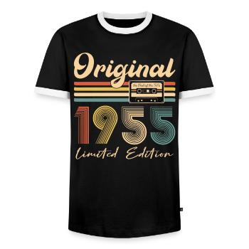 Original 1955 - Männer Kontrast-T-Shirt - Schwarz/Weiß - Vorne - AI Model Female 172 light (172cm) & AI Model Male 178 light (178cm)