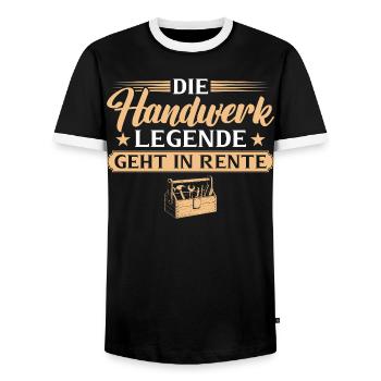 Kollege Abschied - Handwerker in Rente - Männer Kontrast-T-Shirt - Schwarz/Weiß - Vorne - AI Model Female 172 light (172cm) & AI Model Male 178 light (178cm)