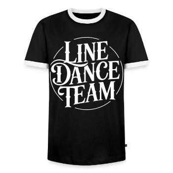 Line Dance Team Logo Emblem - Men's Ringer Shirt - black/white - Front - AI Model Female 172 light (172cm) & AI Model Male 178 light (178cm)