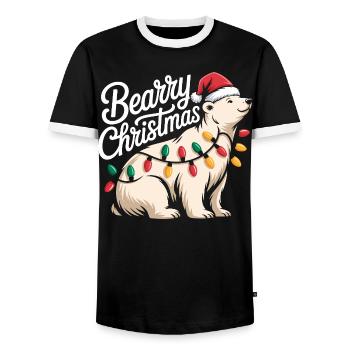 Ours de Noël Bearry Noël Noël - T-shirt contrasté Homme - noir/blanc - Devant - AI Model Female 172 light (172cm) & AI Model Male 178 light (178cm)