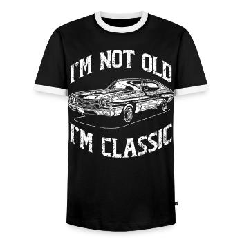 Ich bin nicht alt, ich bin ein Oldtimer-Veteran - Männer Kontrast-T-Shirt - Schwarz/Weiß - Vorne - AI Model Female 172 light (172cm) & AI Model Male 178 light (178cm)