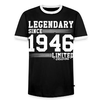Legendär seit 1946 80 Jahre Geschenk Geburtstag - Männer Kontrast-T-Shirt - Schwarz/Weiß - Vorne - AI Model Female 172 light (172cm) & AI Model Male 178 light (178cm)