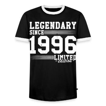 Legendary since 1996 30 Years Gift Birthday - Men's Ringer Shirt - black/white - Front - AI Model Female 172 light (172cm) & AI Model Male 178 light (178cm)