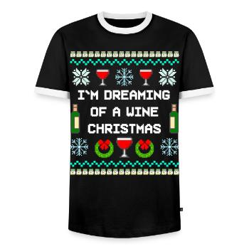 Wine christmas Ugly Xmas - Männer Kontrast-T-Shirt - Schwarz/Weiß - Vorne - AI Model Female 172 light (172cm) & AI Model Male 178 light (178cm)