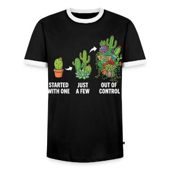 Funny Plant Succulent Cactus Collector - Men's Ringer Shirt - black/white - Front - AI Model Female 172 light (172cm) & AI Model Male 178 light (178cm)