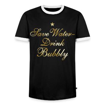 Save Water Drink Bubbly - Men's Ringer Shirt - black/white - Front - AI Model Female 172 light (172cm) & AI Model Male 178 light (178cm)
