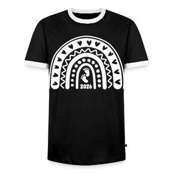 When Love Becomes Life - Baby 2026 - Men's Ringer Shirt - black/white - Front - AI Model Female 172 light (172cm) & AI Model Male 178 light (178cm)
