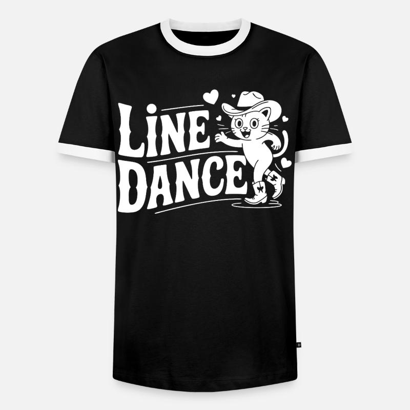 Line Dance Katze Silhouette - Männer Kontrast-T-Shirt - Schwarz/Weiß