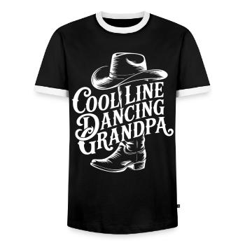 Grand-père Cowboy danseur en ligne - T-shirt contrasté Homme - noir/blanc - Devant - AI Model Female 172 light (172cm) & AI Model Male 178 light (178cm)