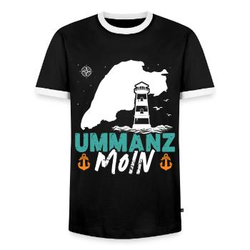 Ostsee Urlaub UMMANZ MOIN Lustiges - Männer Kontrast-T-Shirt - Schwarz/Weiß - Vorne - AI Model Female 172 light (172cm) & AI Model Male 178 light (178cm)