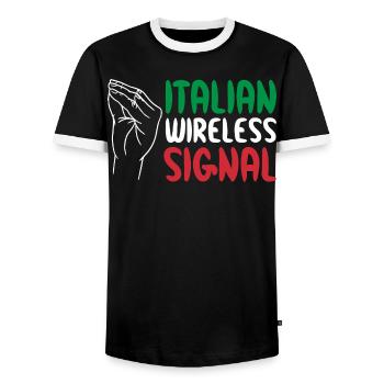 Italian Wireless Signal Italien Italiener WLAN - Männer Kontrast-T-Shirt - Schwarz/Weiß - Vorne - AI Model Female 172 light (172cm) & AI Model Male 178 light (178cm)