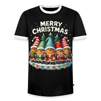 Lustiges Rotkehlchen Weihnachten Geschenk Süß - Männer Kontrast-T-Shirt - Schwarz/Weiß - Vorne - AI Model Female 172 light (172cm) & AI Model Male 178 light (178cm)