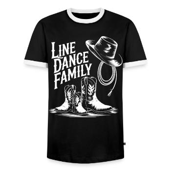 Line Dance Family Cowboy Boots - Männer Kontrast-T-Shirt - Schwarz/Weiß - Vorne - AI Model Female 172 light (172cm) & AI Model Male 178 light (178cm)