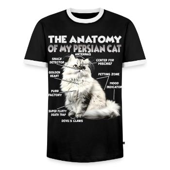 Persian Cats T | Persian Cat Cats Persian Cat - Men's Ringer Shirt - black/white - Front - AI Model Female 172 light (172cm) & AI Model Male 178 light (178cm)