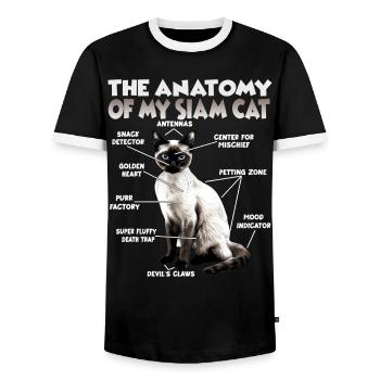 Siamkatzen T | Siamkatze Katzen Siam Katzen - Männer Kontrast-T-Shirt - Schwarz/Weiß - Vorne - AI Model Female 172 light (172cm) & AI Model Male 178 light (178cm)