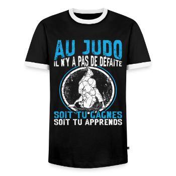 Judoka Art Martial Au Judo Il N'y A Pas De Défaite - T-shirt contrasté Homme - noir/blanc - Devant - AI Model Female 172 light (172cm) & AI Model Male 178 light (178cm)
